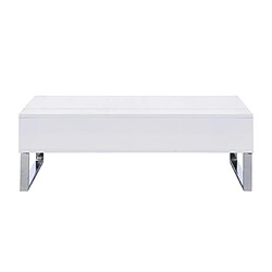 Vente-Unique Table basse avec plateau relevable - MDF et métal chromé - Blanc laqué - SECALI