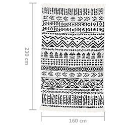 vidaXL Tapis Noir et blanc 160x230 cm Coton pas cher