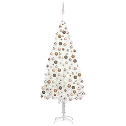 vidaXL Arbre de Noël artificiel pré-éclairé et boules blanc 240 cm