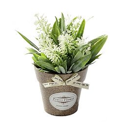 Wewoo Fleurs Artificielles 2 PCS Faux Herbe de avec des en Pot Plastique Pour la Décoration de Ferme Rustique Jardin Blanc