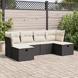 vidaXL Salon de jardin 6 pcs avec coussins noir résine tressée 