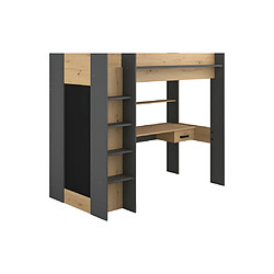 Acheter Vente-Unique Lit mezzanine avec bureau et armoire - 90 x 200 cm - Coloris : Naturel et anthracite - AUCKLAND