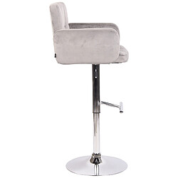 Decoshop26 Tabouret de bar pivotant en velours gris et métal chromé avec accoudoirs repose-pieds et dossier TDB10647