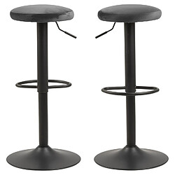 Acheter Toilinux Lot de 2 Tabourets de bar avec repose pieds et hauteur réglable en tissu et métal - Gris et Noir