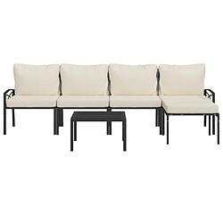 Avis Maison Chic Salon de jardin 6 pcs + coussins - Mobilier/Meubles de jardin - Table et chaises d'extérieur sable acier -MN94316