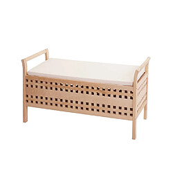 Avis Mendler Banc de rangement HWC-B61, coffre de linge avec coussin et compartiment de rangement, bois de noyer 50x89x40cm