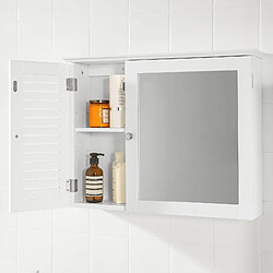 Avis SoBuy BZR55-W Armoire Miroir Meuble Haut de Salle de Bain Armoire Suspendue avec Porte Miroir Commode Meuble de Rangem