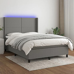 Sommier à lattes,Cadre à lattes de lit et matelas et LED pour Adulte Gris foncé 140x190 cm -MN34925