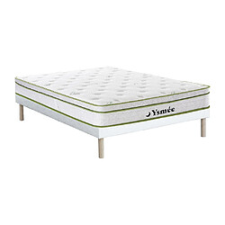 Vente-Unique Ensemble 160 x 200 cm sommier tapissier + matelas ressorts ensachés 5 zones et coutil bambou ép.28cm - PASIR de YSMÉE