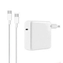 Chargeur Secteur pour MacBook Puissance 61W avec Câble USB-C 2m LinQ blanc