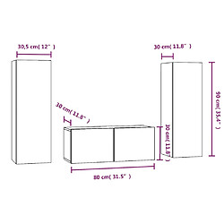 vidaXL Ensemble de meubles TV 3 pcs Chêne fumé Bois d'ingénierie pas cher