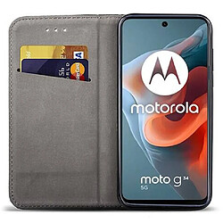 Htdmobiles Housse etui portefeuille avec coque interieure en silicone pour Motorola Moto G34 5G + film ecran - NOIR MAGNET