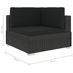 vidaXL Salon de jardin 5 pcs avec coussins Résine tressée Noir pas cher