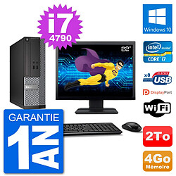 PC Dell Optiplex 3020 SFF Ecran 22" i7-4790 RAM 4Go Disque 2To Windows 10 Wifi - Occasion