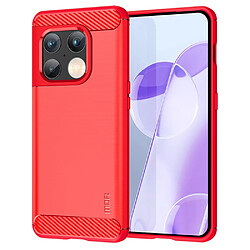 Coque en TPU MOFI Texture en fibre de carbone, surface brossée, rouge pour votre OnePlus 10 Pro 5G