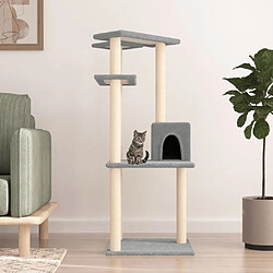 Arbre à chat avec griffoirs,niche pour chat en sisal gris clair 123 cm -MN93268