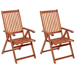 vidaXL Chaises pliables de jardin lot de 2 Bois solide d'acacia Marron