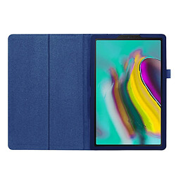 Etui en PU texture litchi avec support bleu foncé pour votre Samsung Galaxy Tab A 10.1 (2019) SM-T515