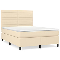 Maison Chic Lit Adulte - Lit simple Lit à sommier tapissier avec matelas moelleux - Meuble de Chambre - Crème 140x200 cm Tissu -MN15898