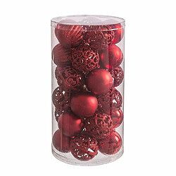 BigBuy Christmas Boules de Noël Rouge Plastique 5 x 5 x 5 cm (30 Unités)