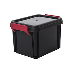 IRIS OHYAMA Lot de 4 boites de rangement empilables avec couvercle - Multi Box - MBX-2 - Noir, rouge et transparent - 2 L