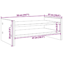 vidaXL Support de moniteur gris béton 50x27x20 cm bois d'ingénierie pas cher