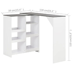 vidaXL Table de bar avec tablette amovible Blanc 138x39x110 cm pas cher