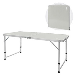 ECD Germany Table de Camping Pliante, Réglable en Hauteur 120x60x54-70 cm, Gris/Argent, en Aluminium et Plastique HDPE, avec Poignée de Transport, Table de Jardin Valise de Voyage Table de Balcon