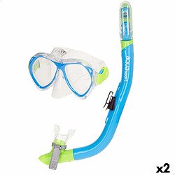 Masque de Plongée avec Tube pour Enfants AquaSport Bleu (2 Unités)