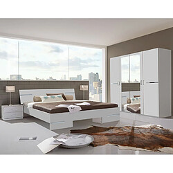 Chambre adulte en panneaux de particules coloris blanc - 160 X 200 cm -PEGANE-