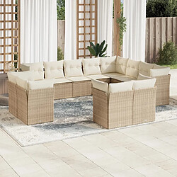 Maison Chic Salon de jardin avec coussins 12 pcs | Ensemble de Table et chaises | Mobilier d'Extérieur beige résine tressée -GKD36143