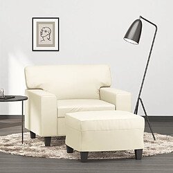 vidaXL Fauteuil avec repose-pied Crème 60 cm Similicuir