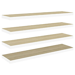 vidaXL Étagères flottantes 4 pcs Chêne et blanc 90x23,5x3,8 cm MDF