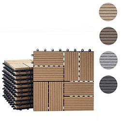 Mendler Carreaux en WPC Rhone, aspect bois pour terrasse, 11 carreaux à 30x30cm = 1m² ~ Premium, teak rectangulaire