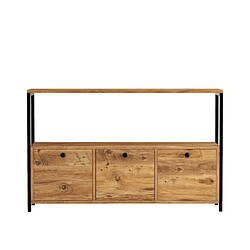 Concept Usine Buffet 3 portes style industriel bois/noir DRAGOR