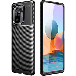 Xeptio Coque brossée noire Xiaomi Redmi Note 10 4G Carbon Fiber Antichoc protection - Xiaomi Redmi Note 10 4G