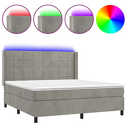 vidaXL Sommier à lattes de lit matelas et LED Gris clair 160x200 cm