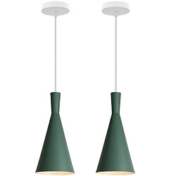 Stoex 2PCS Lustre Minimaliste Nordique Vert Suspension Luminaire Rétro Suspension en Métal Plafonnier Moderne Intérieur