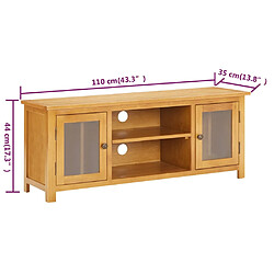 vidaXL Meuble TV 110x35x44 cm Bois de chêne massif pas cher