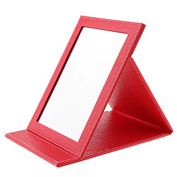 miroir de maquillage en cuir pu pliant portable miroir cosmétique pliable voyage rouge