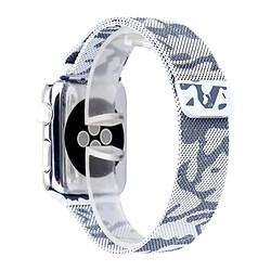 Avis Wewoo Bracelet de montre-bracelet en acier imprimé pour Apple Watch séries 3 et 2 et 1 38 mm (argent camouflage)