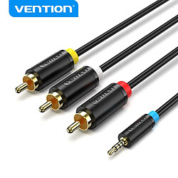 Vention Câble Jack 2,5 mm vers 3 RCA - Connexion Polyvalente - Compatible avec les Anciens TV - Coloris Noir