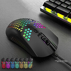 Universal Portable Wired USB Hollow RGB Backlight Game Game souris à six vitesses A réglable DPI USB 7-Button