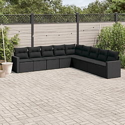 Maison Chic Salon de jardin 9 pcs avec coussins | Ensemble de Table et chaises | Mobilier d'Extérieur noir résine tressée -GKD62417