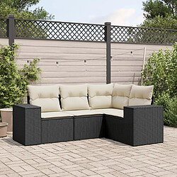 Maison Chic Salon de jardin 4 pcs avec coussins | Ensemble de Table et chaises | Mobilier d'Extérieur noir résine tressée -GKD15599