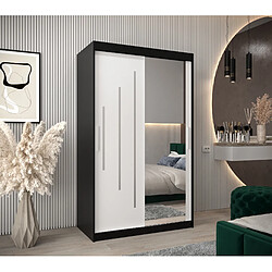 Abiks Meble Armoire YORK 2 À Portes Coulissantes 200/120/62 2 Portes (Noir/Blanc)