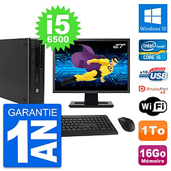 PC HP 800 G2 SFF Ecran 27" Intel i5-6500 RAM 16Go Disque 1To Windows 10 Wifi - Occasion