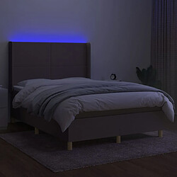 Avis Maison Chic Lit adulte- Lit + matelas + LED,Sommier à lattes de lit matelas et LED Taupe 140x190 cm Tissu -GKD84368