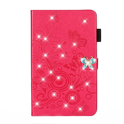 Etui en PU fleur papillon strass avec support rouge pour votre Apple iPad 10.2 (2019)