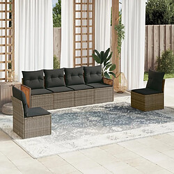 Maison Chic Salon de jardin 6 pcs avec coussins | Ensemble de Table et chaises | Mobilier d'Extérieur gris résine tressée -GKD35690